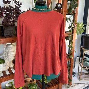 Rust Waffle Knit Long Sleeve Tee